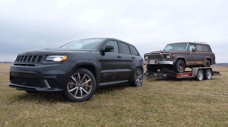 Illustration for article titled Towing An Old Jeep Through An Ice Storm With A 707 HP Jeep Grand Cherokee Trackhawk Was Truly Terrifying
